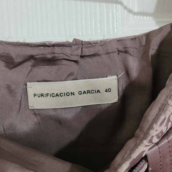 Purificacion Garcia Pencil Skirt Size 6/8 Cotton Silk Blend Spain Elegant Purple - Picture 8 of 12
